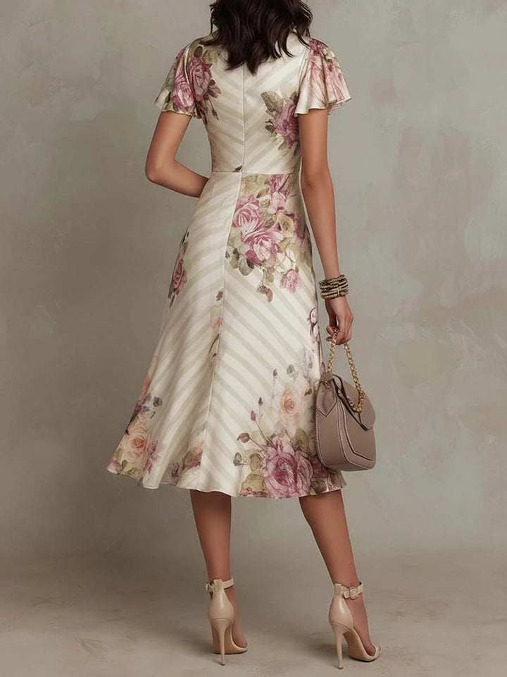 La Scintilla | Robe Élégante Drapée Florale Camille
