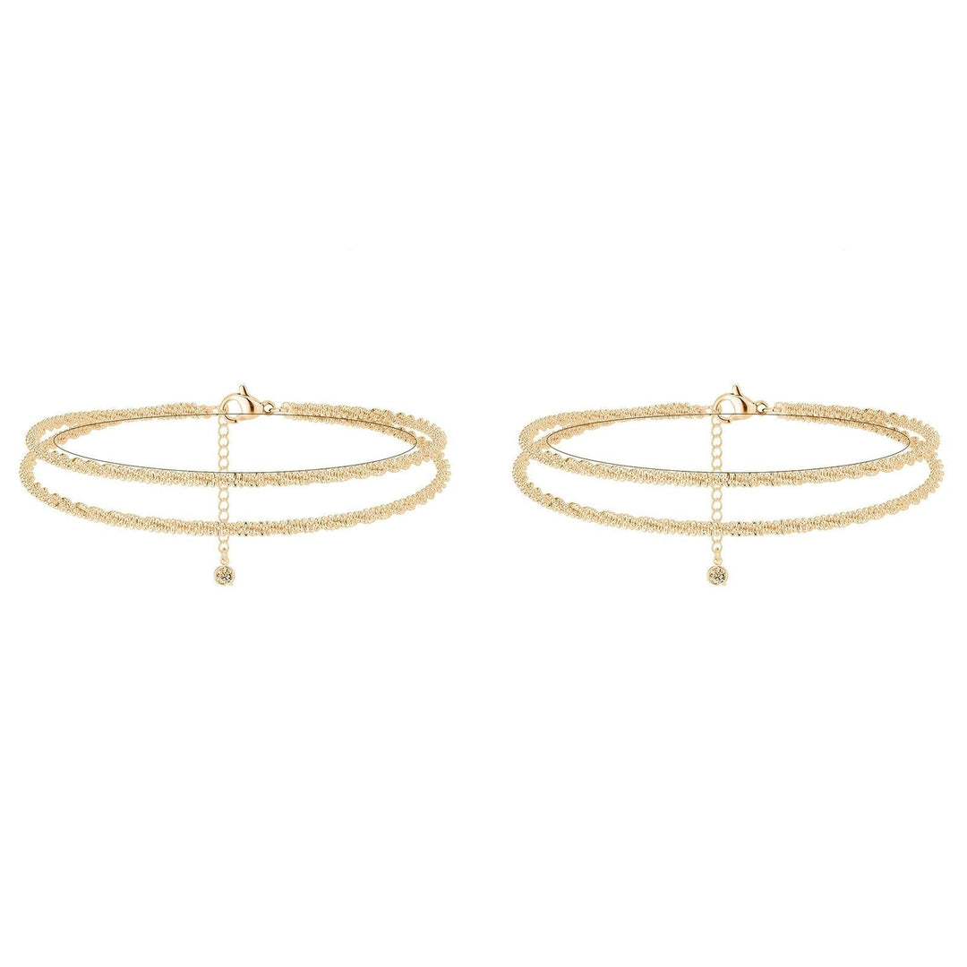 Dorelle™ — Bracelet de cheville double chaîne doré et argent élégance minimaliste