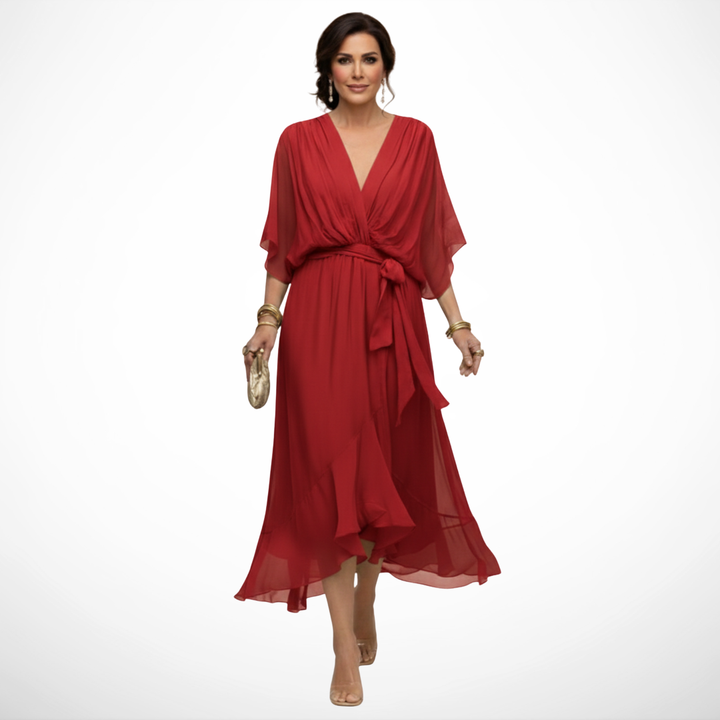 La Scintilla | Robe en chiffon avec décolleté en V
