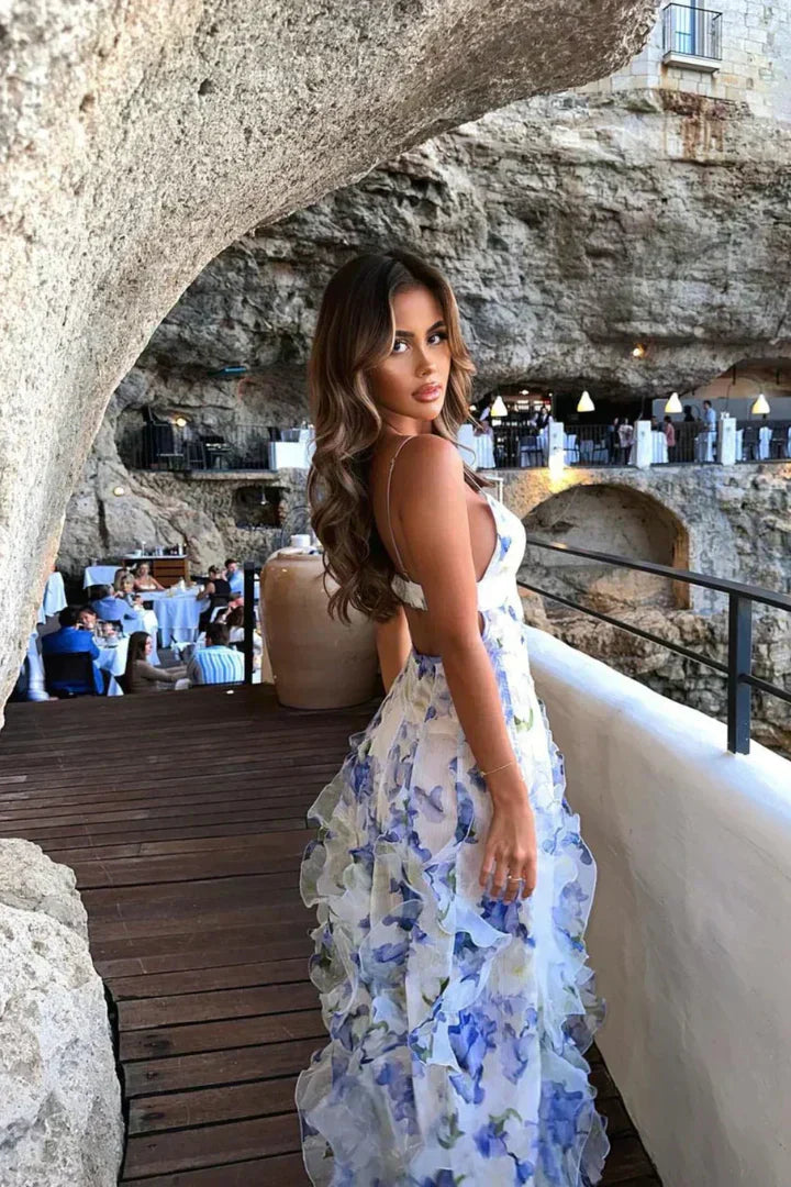 Uri™ | Robe Midi Fleurie avec Volants
