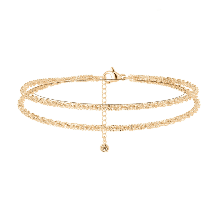 Dorelle™ — Bracelet de cheville double chaîne doré et argent élégance minimaliste