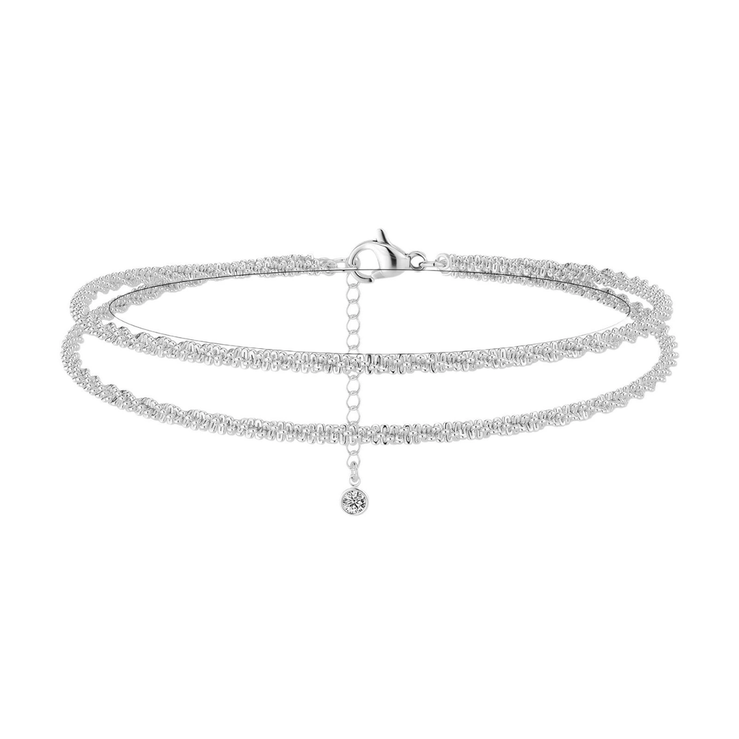 Dorelle™ — Bracelet de cheville double chaîne doré et argent élégance minimaliste