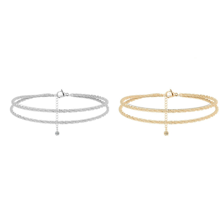 Dorelle™ — Bracelet de cheville double chaîne doré et argent élégance minimaliste