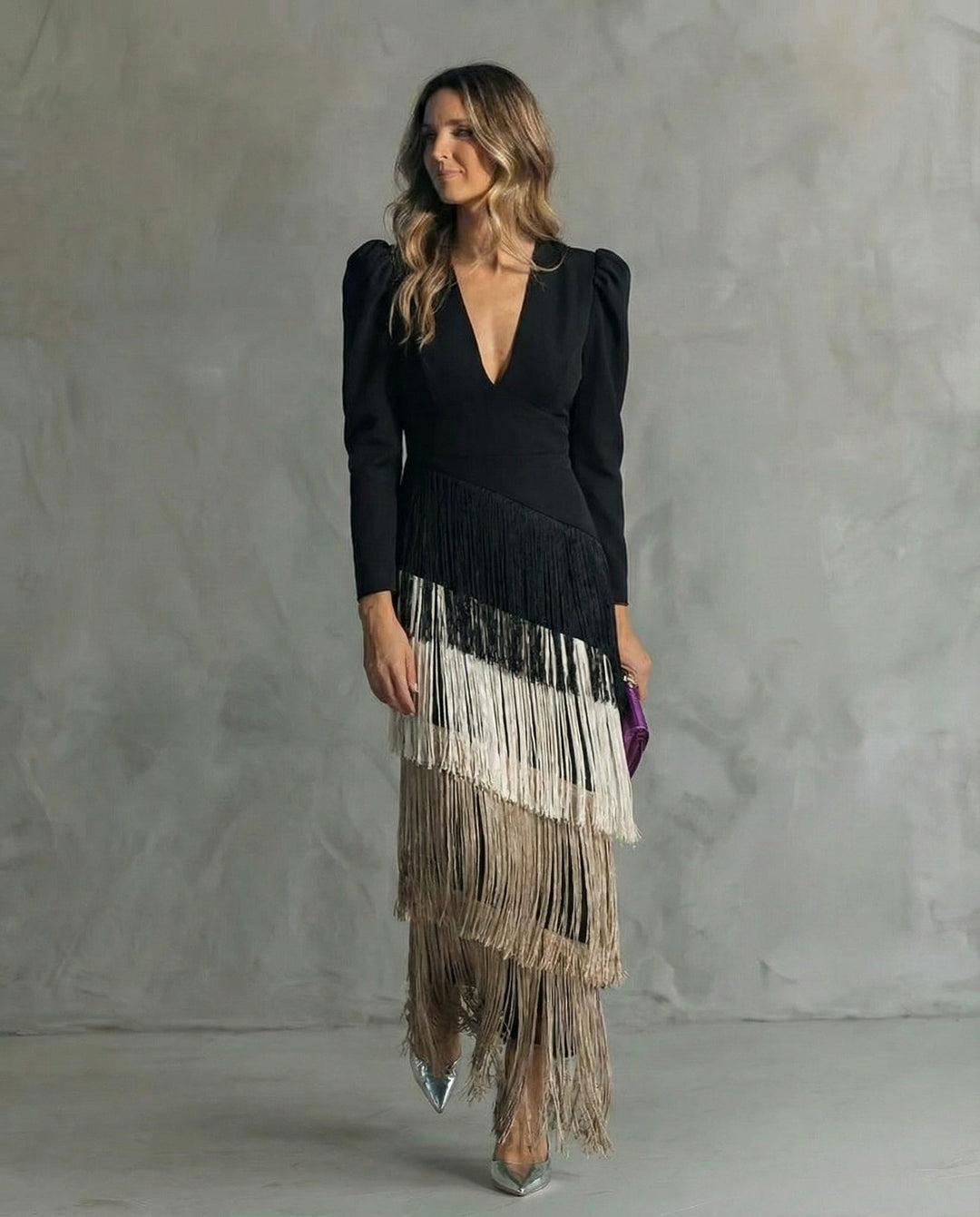 Chiara - Robe élégante avec manches à franges