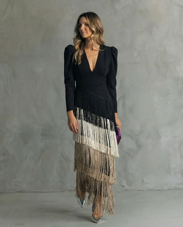 Chiara - Robe élégante avec manches à franges