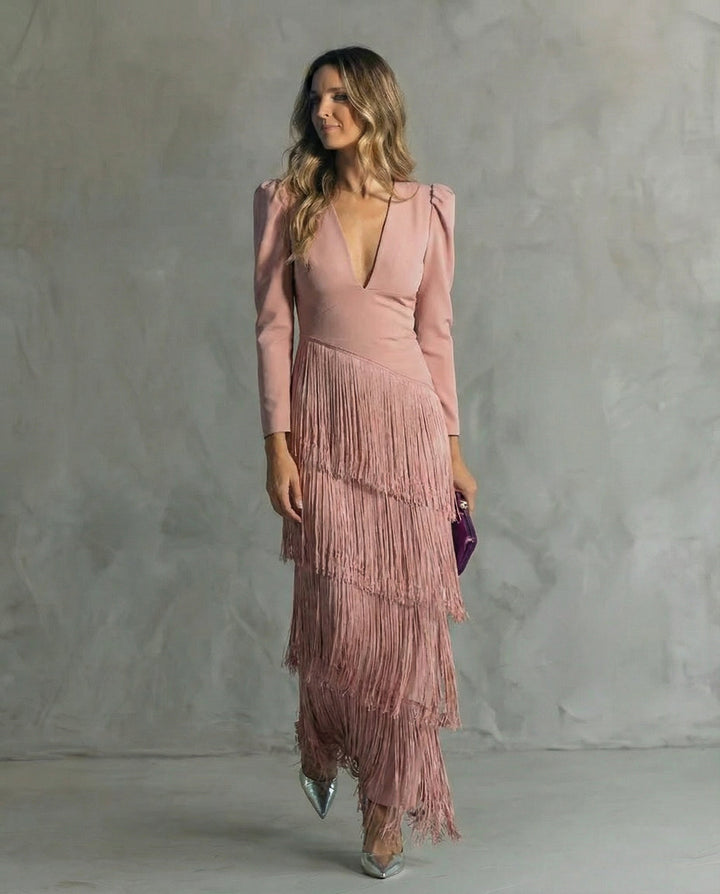 Chiara - Robe élégante avec manches à franges