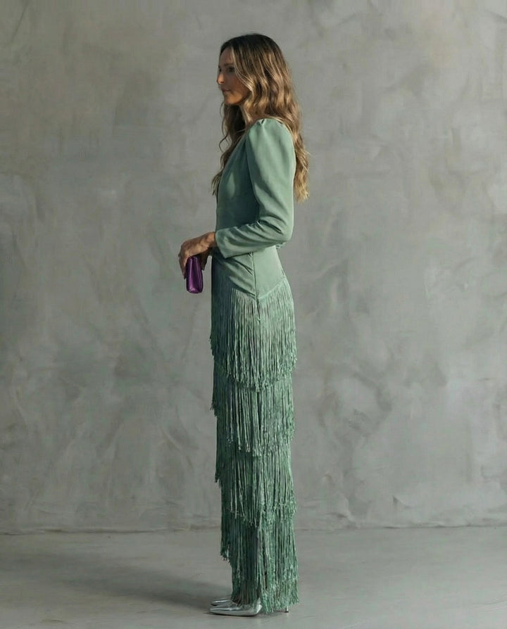 Chiara - Robe élégante avec manches à franges