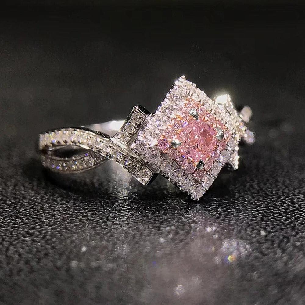 Bague Vintage en Diamant Rose et Cristal